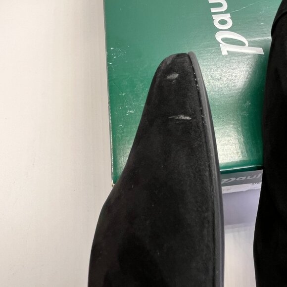 Paul Green Witt Black Suede Pointed Toe Pump Size 5.5 Mid Block Heels - Picture 14 of 16